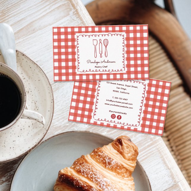 Carte De Visite Jolie Cuisinière Gingham Maison de Campagne Rustiq (Créateur téléchargé)