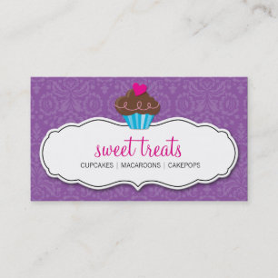 CARTE DE VISITE jolie damask cupcake violet rose