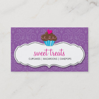 CARTE DE VISITE jolie damask cupcake violet rose