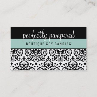 Carte De Visite JOLIE ÉLÉGANT DAMASK motif noir menthe vert