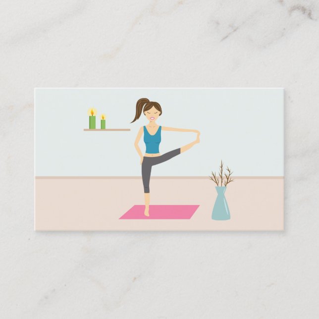 Carte De Visite Jolie Femme Pratiquant Le Yoga Dans Une Salle Élég (Devant)