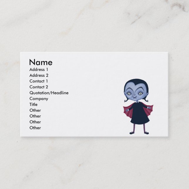 Carte De Visite jolie fille vampire écolière (Devant)