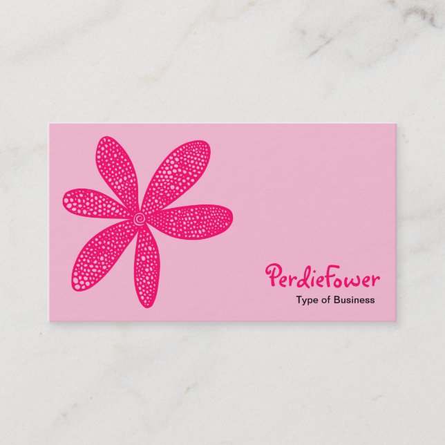 Carte De Visite Jolie fleur - Neon Red FF0066 sur rose FBCD6 (Devant)