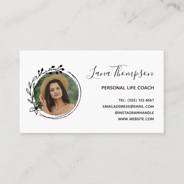 Carte De Visite Jolie main tirée de la couronne avec photo (Devant)