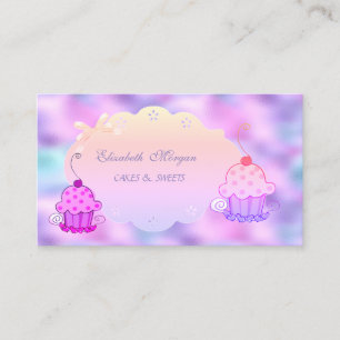 Carte De Visite Jolie Moderne, Pâtisserie de Cupcakes Iridescents 