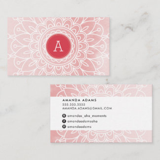 Carte De Visite JOLIE MONOGRAM moderne boho mandala motif rose