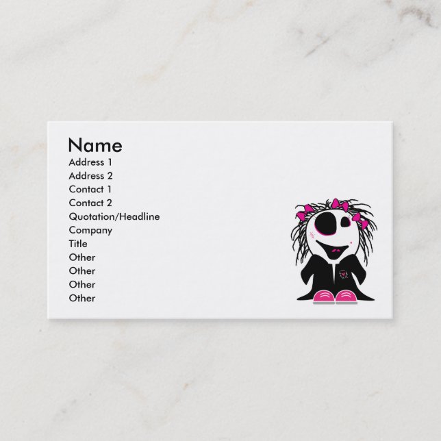 Carte De Visite jolie petite fille zombie (Devant)