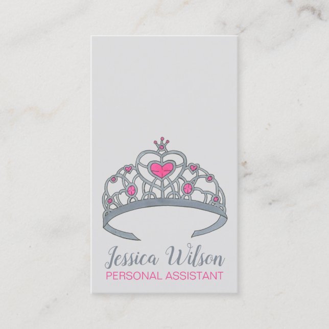 Carte De Visite Jolie rose Princess Party Silver Tiara Crown (Devant)