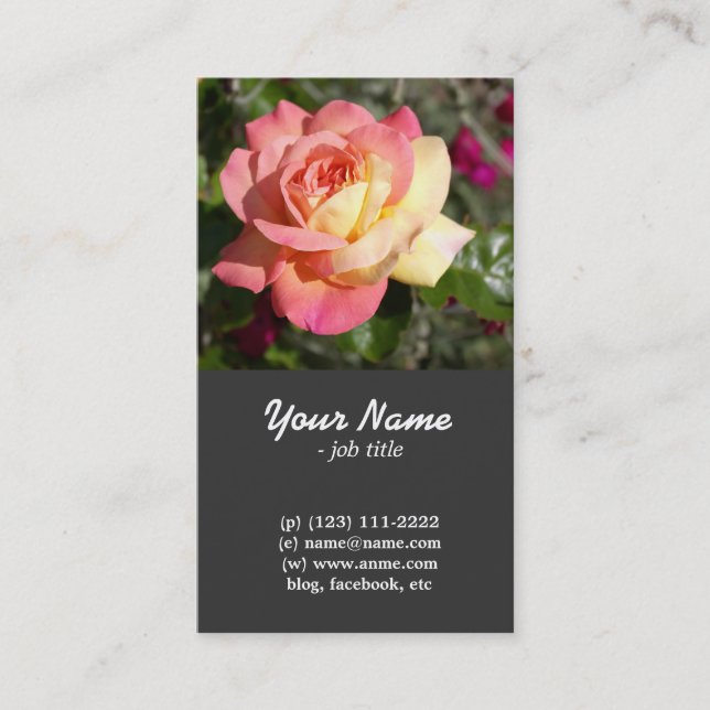 Carte De Visite Jolie rose rose et jaune (Devant)