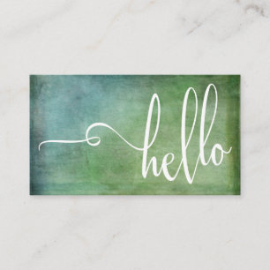Carte De Visite Jolie typographie de Hello sur grunge vert sarcell