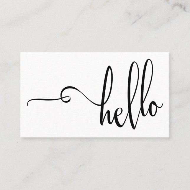 Carte De Visite Jolie typographie noire sur fond blanc Hello (Devant)