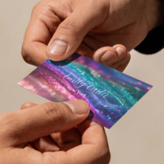 Carte De Visite Jolies couleurs néon holographiques pailletées fém