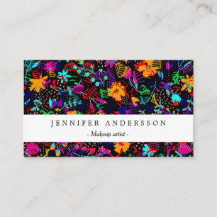 Carte De Visite Jolies fleurs abstraites colorées noires