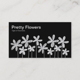 Carte De Visite Jolies Fleurs - Blanc sur Noir (Alternant)