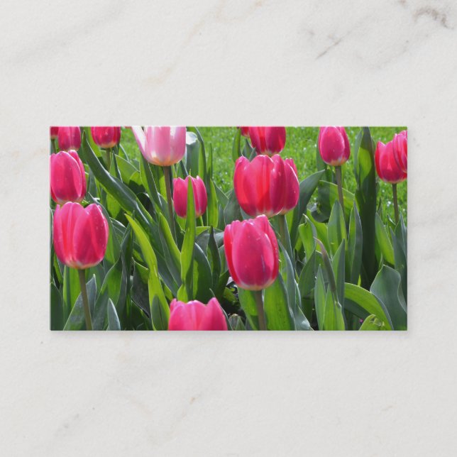 Carte De Visite jolies fleurs de tulipe rose printanier. jardin fl (Devant)