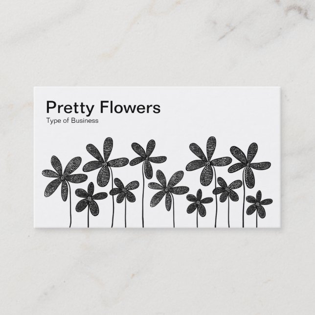 Carte De Visite Jolies fleurs - Noir et Blanc (Devant)