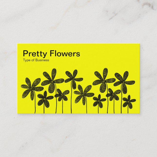 Carte De Visite Jolies fleurs - Noir et Jaune (Devant)