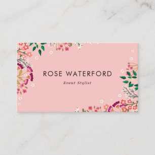 Carte De Visite Jolies Fleurs Sauvages Bohèmes Roses