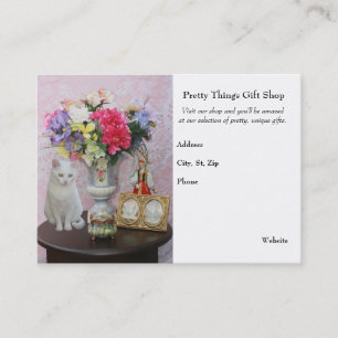 Carte De Visite Jolis chat/fleurs/boutique de cadeaux