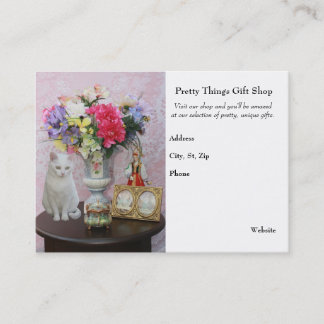 Carte De Visite Jolis chat/fleurs/boutique de cadeaux