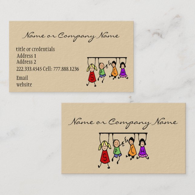 Carte De Visite Jote Kids Cartoon tenant des mots de la parole (Devant / Derrière)