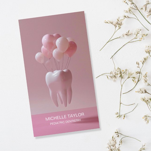 Carte De Visite Jote rose de famille pédiatrique Dentiste dent (Créateur téléchargé)