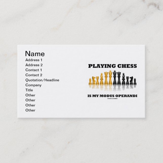 Carte De Visite Jouer aux échecs est mon modus operandi (Devant)