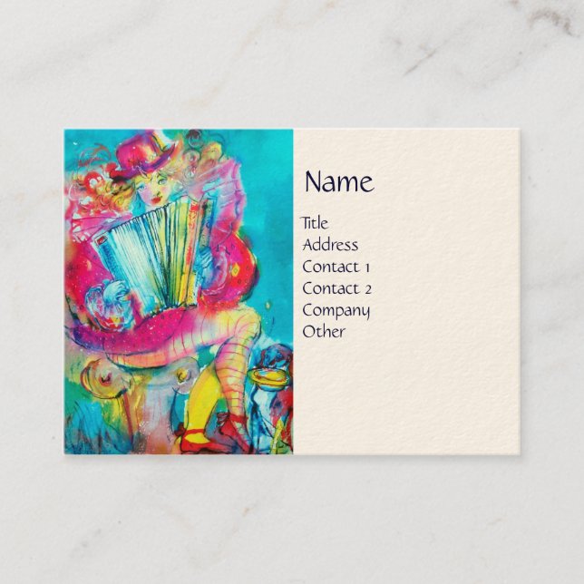 Carte De Visite JOUEUR D'ACCORDION DANS LA NUIT, blanc (Devant)