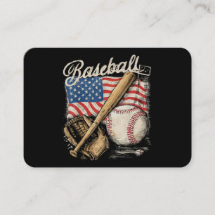 Carte De Visite Joueur de baseball américain Drapeau Bat Fan Catch