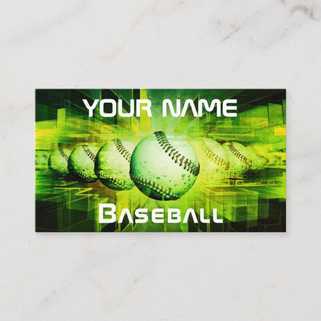 Carte De Visite Joueur de baseball moderne Club d'équipe Green Neo (Devant)