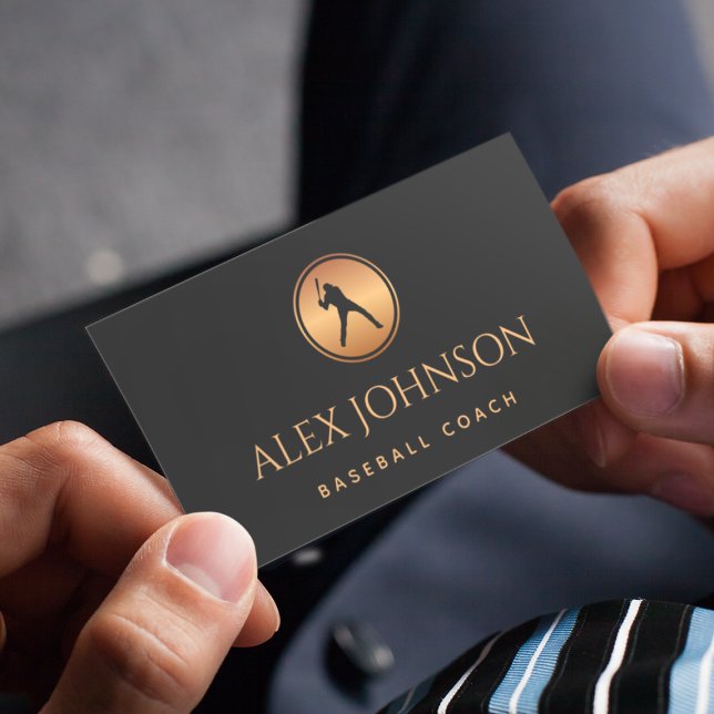 Carte De Visite Joueur de baseball professionnel Gold Black Logo (Créateur téléchargé)
