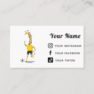 Carte De Visite Joueur de football mignonne Giraffe Médias sociaux