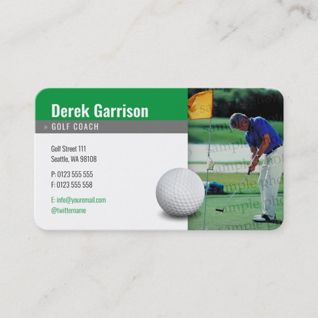Carte De Visite Joueur de golf Coach Photo | Sport professionnel (Devant)