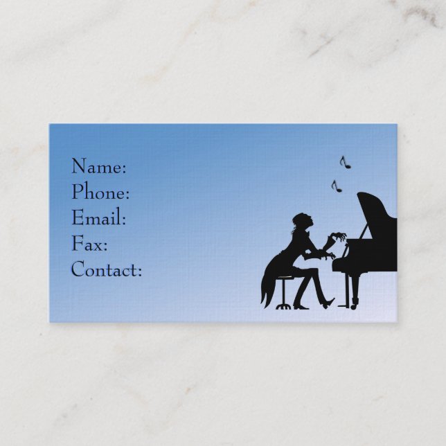 Carte De Visite Joueur de piano bleu (Devant)