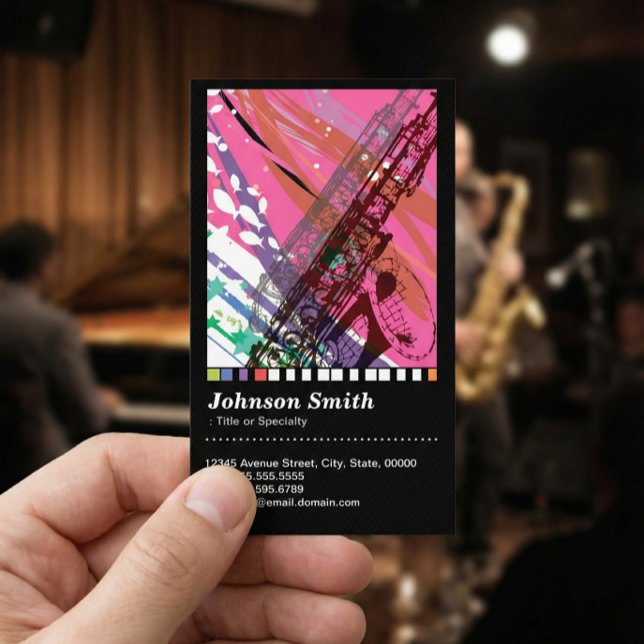 Carte De Visite Joueur de Saxophone - Dessin Abstrait Cool - Code  (Créateur téléchargé)