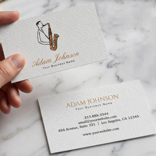 Carte De Visite Joueur de Saxophone Jazz Musicien Élégant 