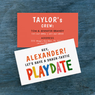 Carte De Visite Joueur rouge coloré amusant Kid Script moderne