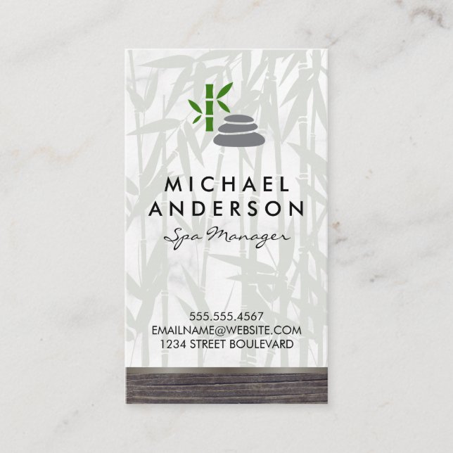 Carte De Visite Jour Spa Bambou bois Trier avec logo (Devant)