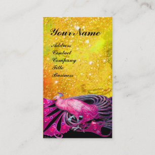 CARTE DE VISITE JOYAU ÉLÉGANT DU PAON ROSE EN OR ÉTINCELANT