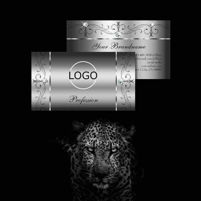 Carte De Visite Joyaux en argenté avec logo (Créateur téléchargé)