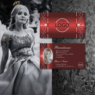 Carte De Visite Joyaux en rubby rouge squigglé Logo Photo