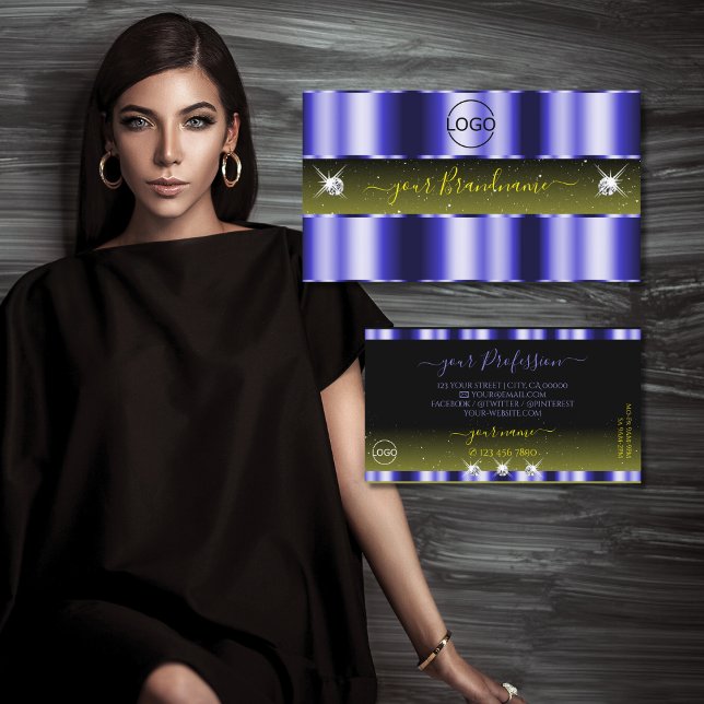 Carte De Visite Joyaux flashy Blue Jaune Noir Étincelle avec logo (Créateur téléchargé)