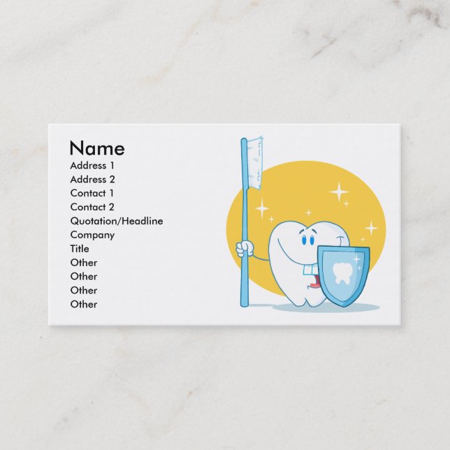 Carte De Visite Joyeuse dent Souriante Avec Brosse À Dents Et Bouc (Devant)