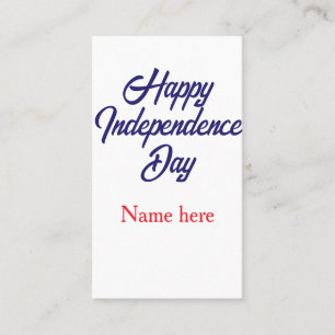 Carte De Visite joyeuse fête de l'indépendance nom bleu rouge amér