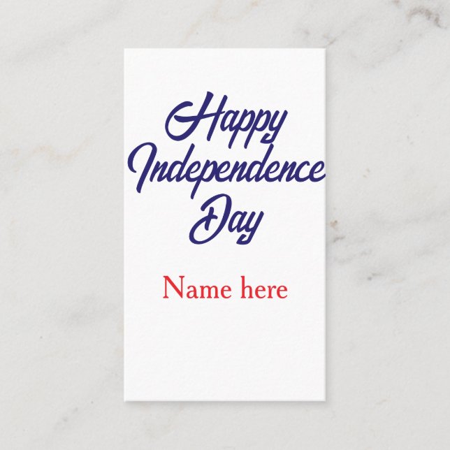 Carte De Visite joyeuse fête de l'indépendance nom bleu rouge amér (Devant)