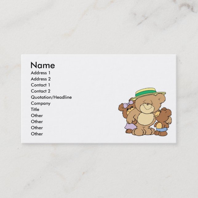 Carte De Visite joyeuse fête des pères ours en peluche design (Devant)
