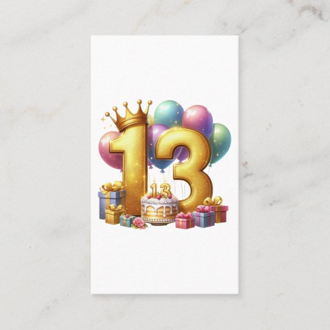 Carte De Visite Joyeux 13e anniversaire (Devant)