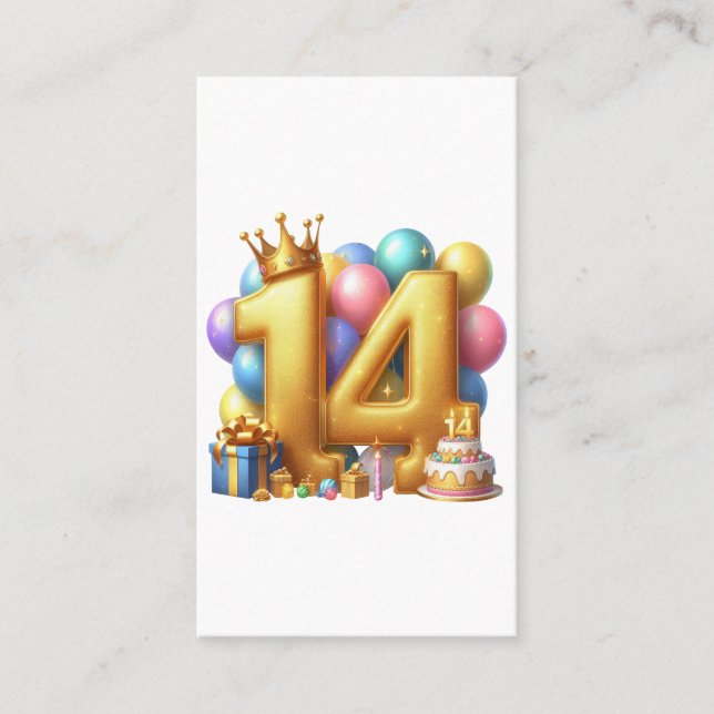Carte De Visite Joyeux 14e anniversaire (Devant)