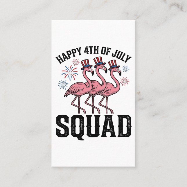 Carte De Visite Joyeux 4 juillet Flamingo Squad Vector Design_1 (Devant)