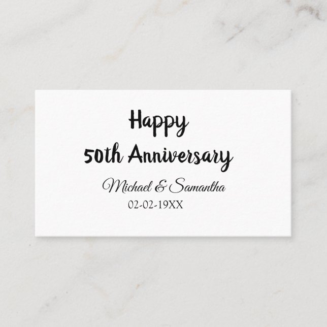 Carte De Visite Joyeux 50e anniversaire ajouter nom du couple date (Devant)